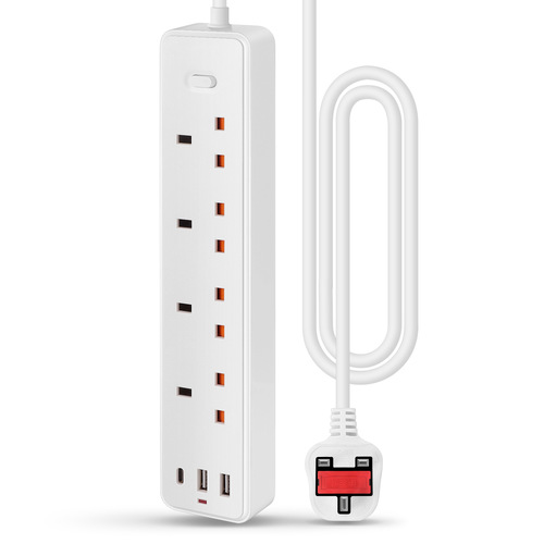 UK Standard Surge Protection Power Strip with Overload Protection, Child Safety, CE Certified, USB-C, Middle East Socket