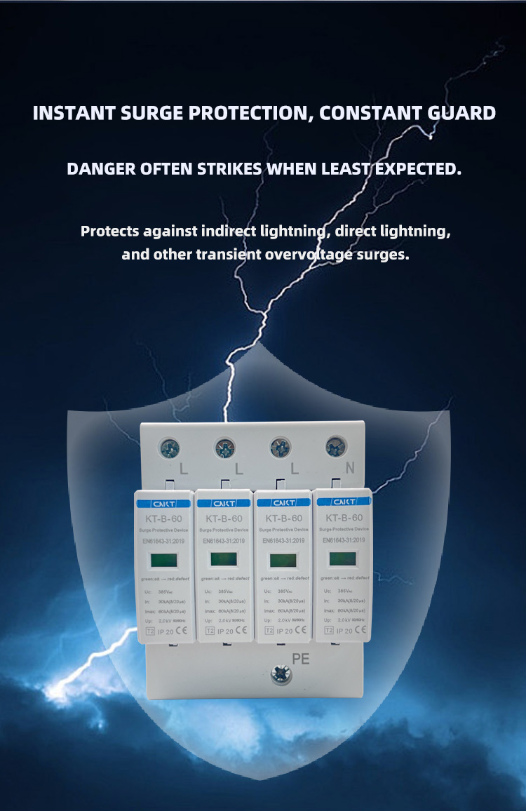 AC 385V 4P Home Surge Protector 30-60kA for Distribution Box