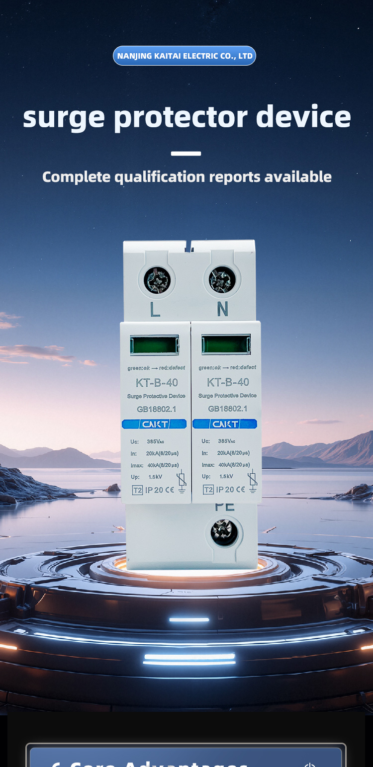 AC 385V 2P Home Surge Protector 20-40kA for Distribution Box