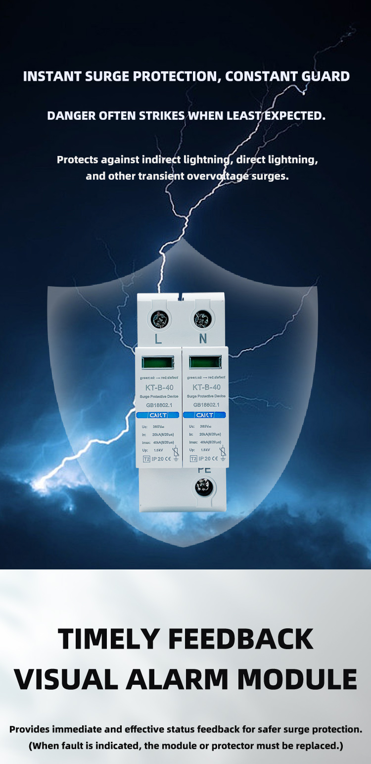 AC 385V 2P Home Surge Protector 20-40kA for Distribution Box
