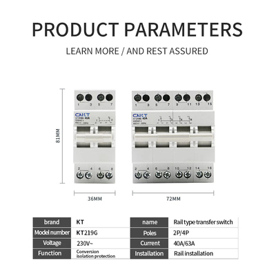 Interlocked Circuit Breaker Transfer Switch 2P 40A/63A Dual Power Manual Changeover Switch